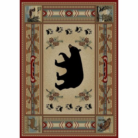 SLEEP EZ 5 ft. 3 in. x 7 ft. 3 in. Hearthside Woodlands Bear Area Rug, Red SL2621695